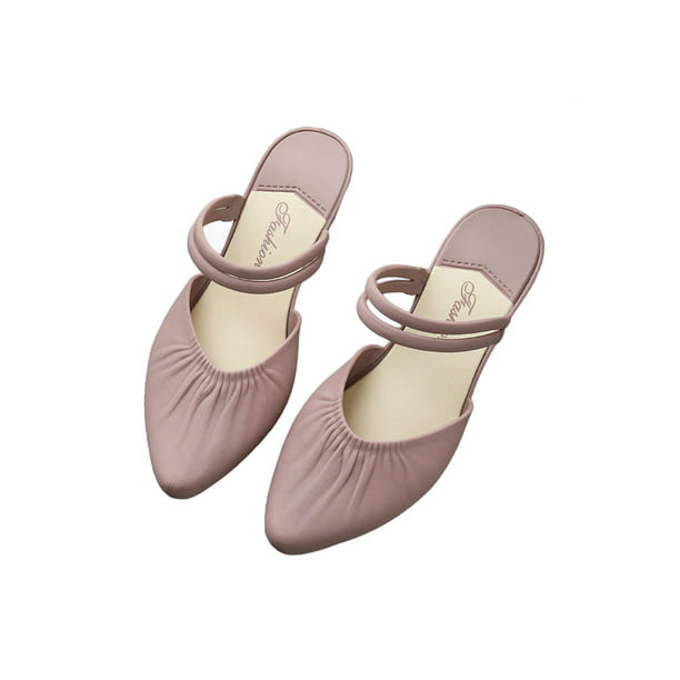 Details about   Summer Mules Sandals Women's Flats Slippers Square Toe Loafers Chic Buckle Shoes 